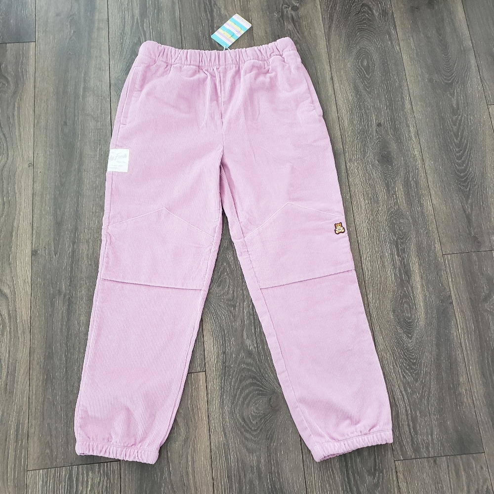 Teddy Fresh Corduroy Pink Pull On Pants High Waist Women's Size Large NWT